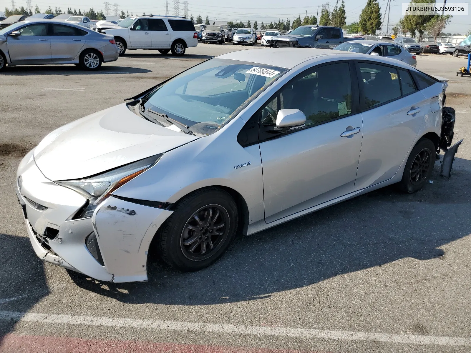 2018 Toyota Prius VIN: JTDKBRFU6J3593106 Lot: 64706844