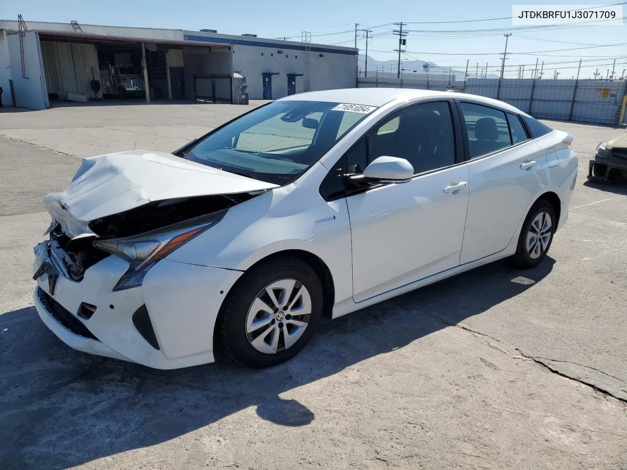 2018 Toyota Prius VIN: JTDKBRFU1J3071709 Lot: 71051054