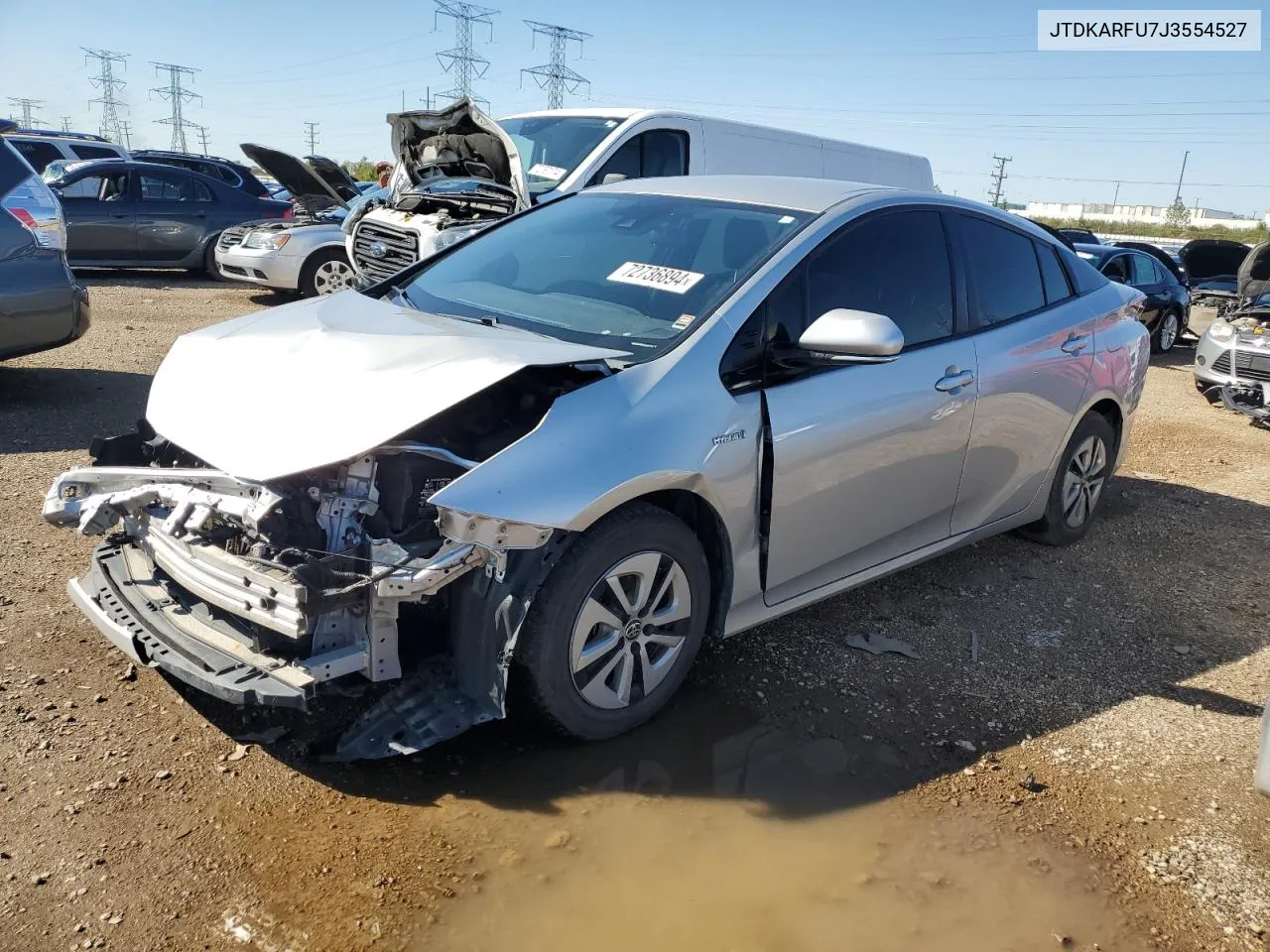 2018 Toyota Prius VIN: JTDKARFU7J3554527 Lot: 72736894