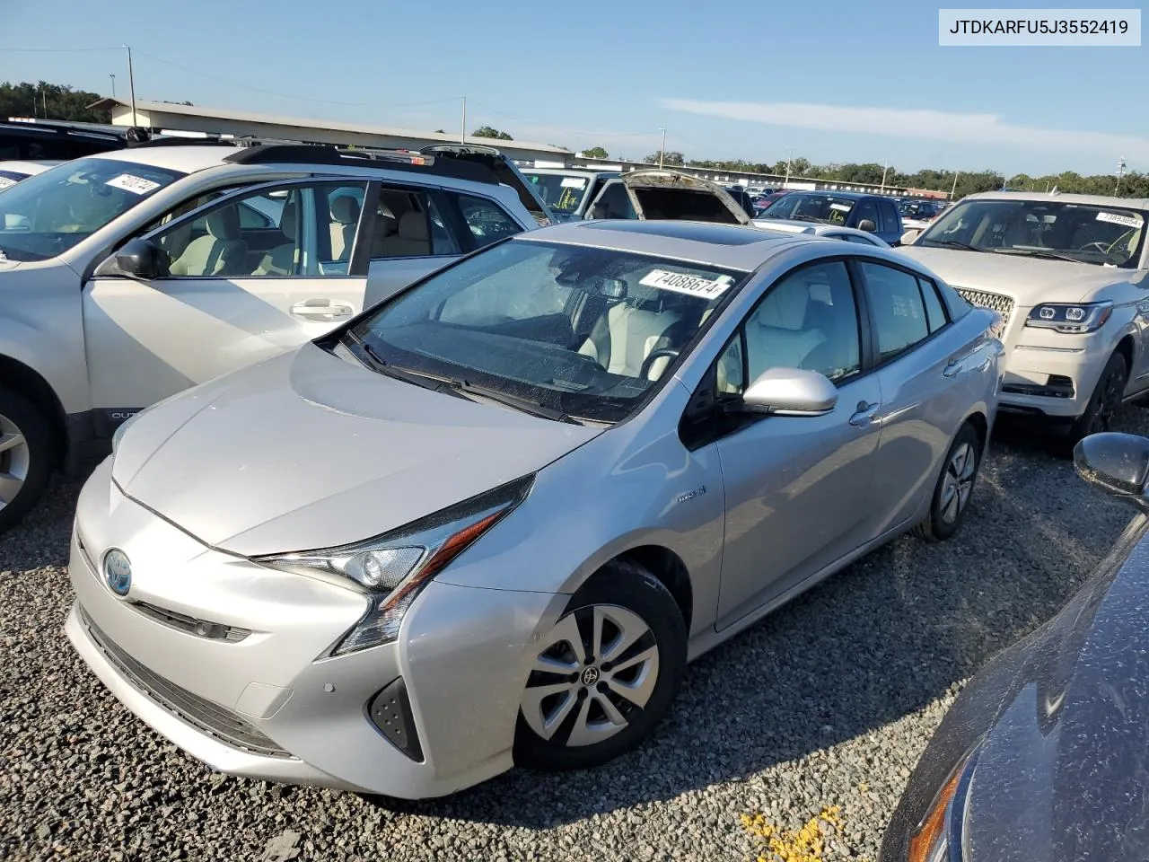 2018 Toyota Prius VIN: JTDKARFU5J3552419 Lot: 74088674