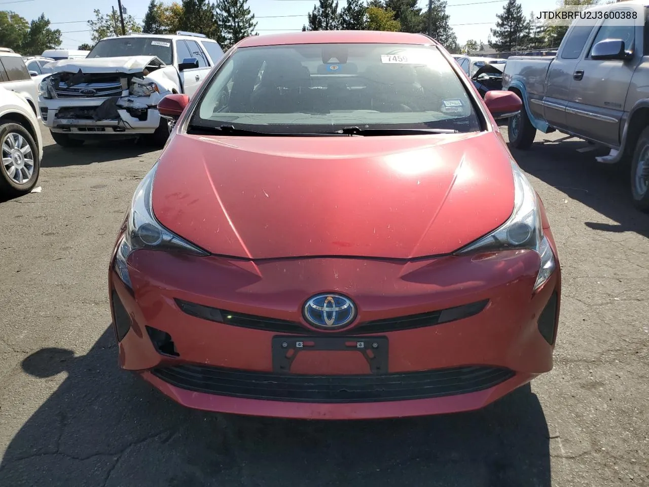 2018 Toyota Prius VIN: JTDKBRFU2J3600388 Lot: 74599684