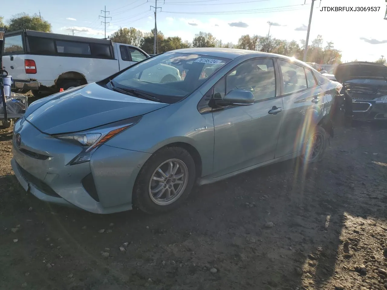 2018 Toyota Prius VIN: JTDKBRFUXJ3069537 Lot: 76195724