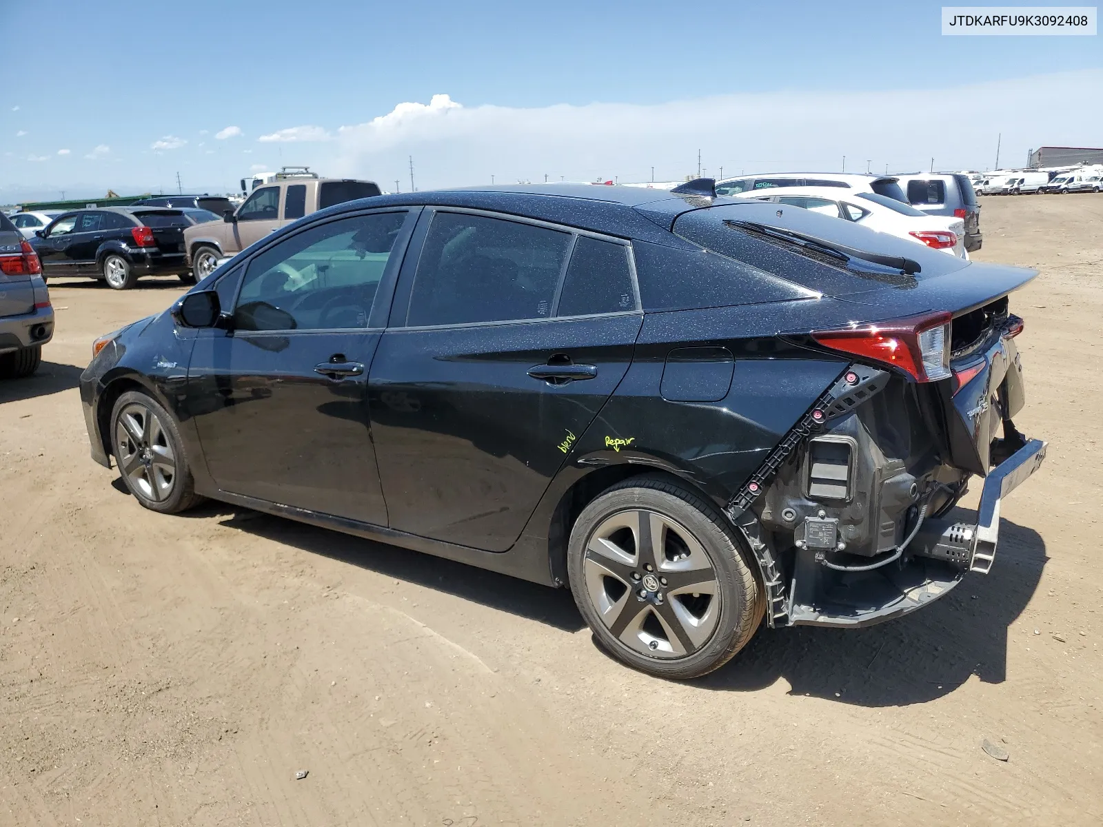 2019 Toyota Prius VIN: JTDKARFU9K3092408 Lot: 64445624