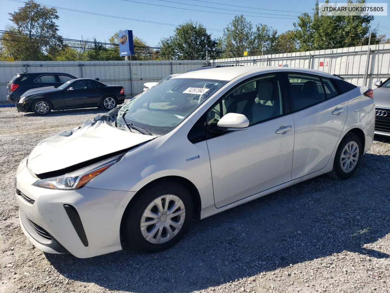 2019 Toyota Prius VIN: JTDKARFU0K3075805 Lot: 74287394