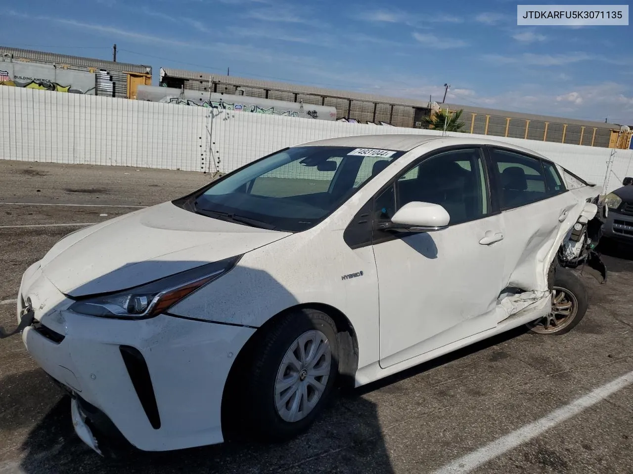 2019 Toyota Prius VIN: JTDKARFU5K3071135 Lot: 74931044