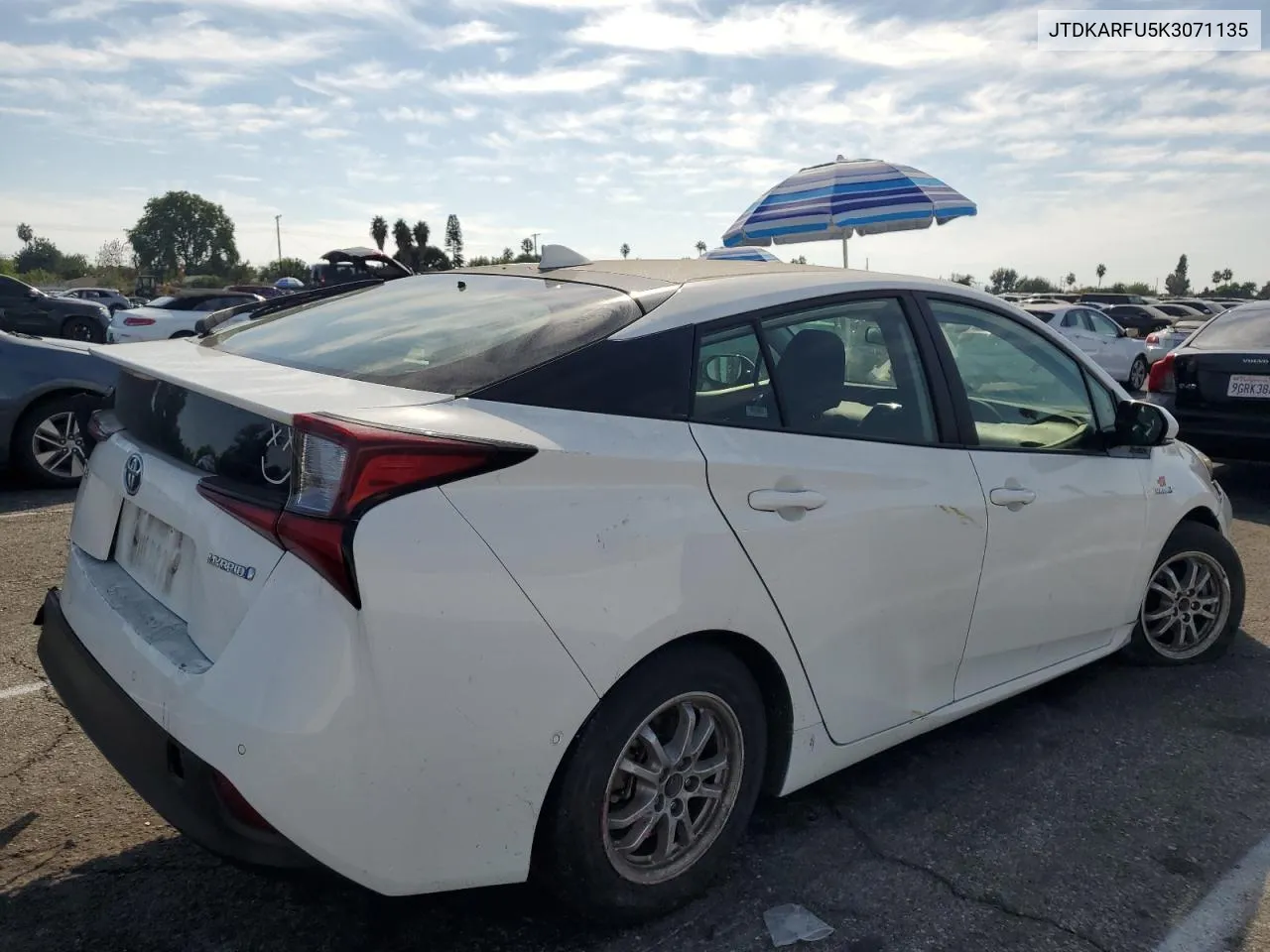 2019 Toyota Prius VIN: JTDKARFU5K3071135 Lot: 74931044