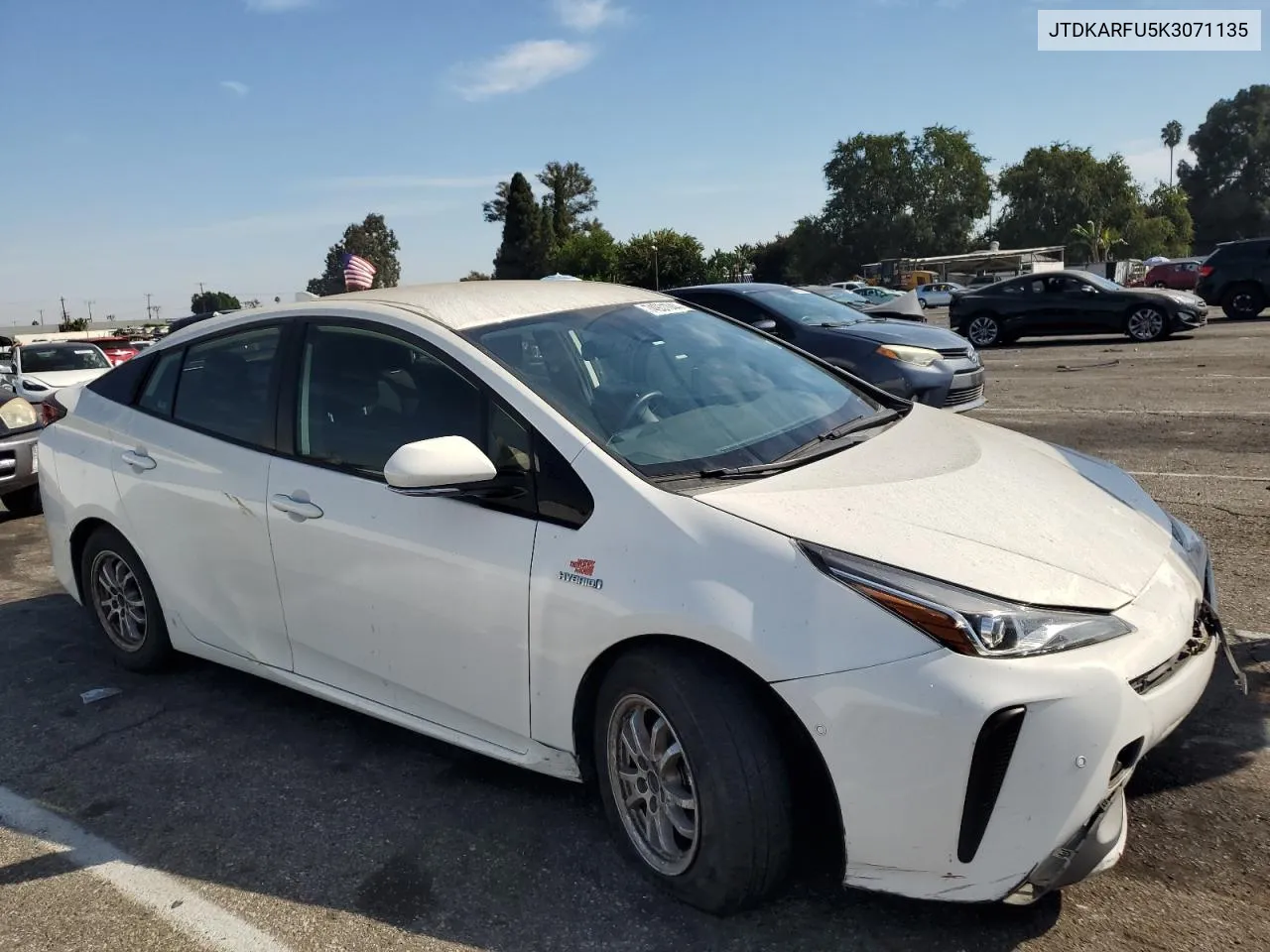 2019 Toyota Prius VIN: JTDKARFU5K3071135 Lot: 74931044