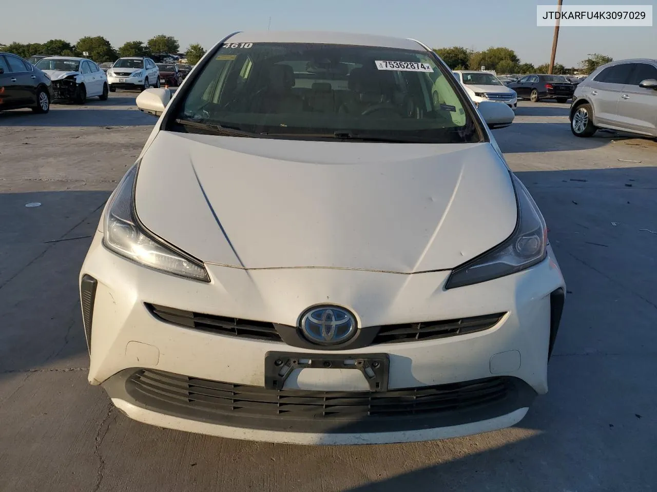 2019 Toyota Prius VIN: JTDKARFU4K3097029 Lot: 75362874