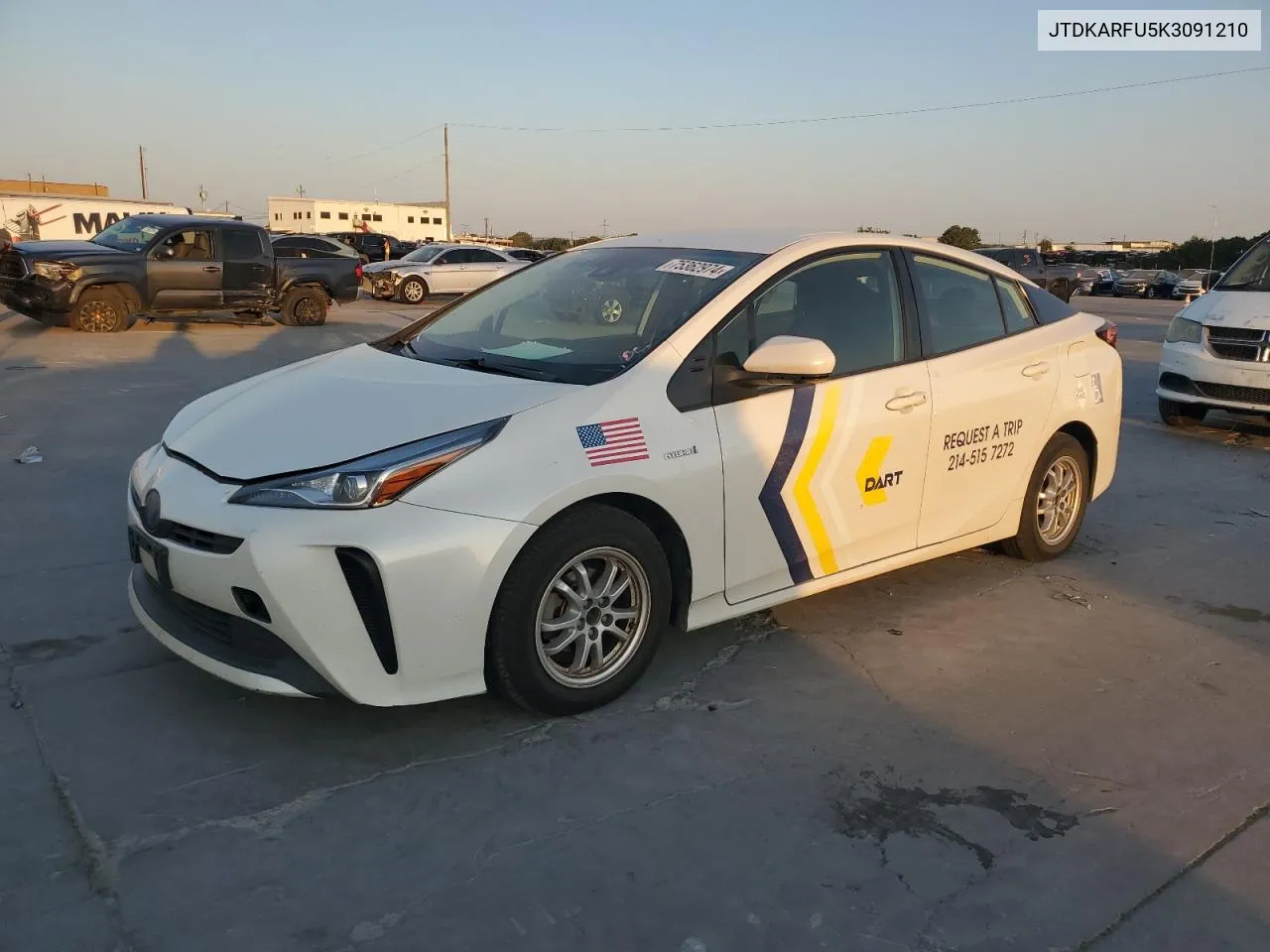 2019 Toyota Prius VIN: JTDKARFU5K3091210 Lot: 75362974