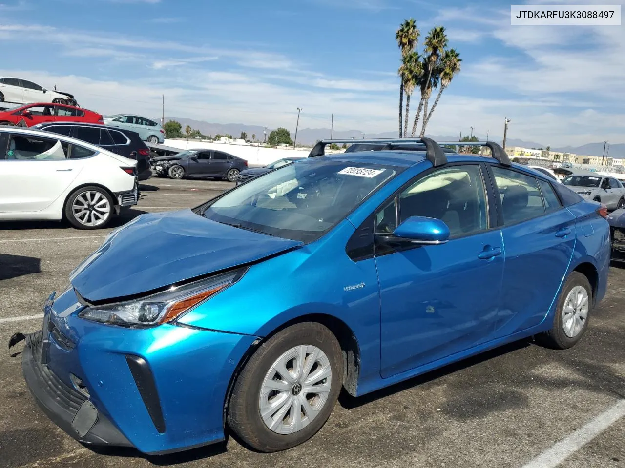 2019 Toyota Prius VIN: JTDKARFU3K3088497 Lot: 75935224