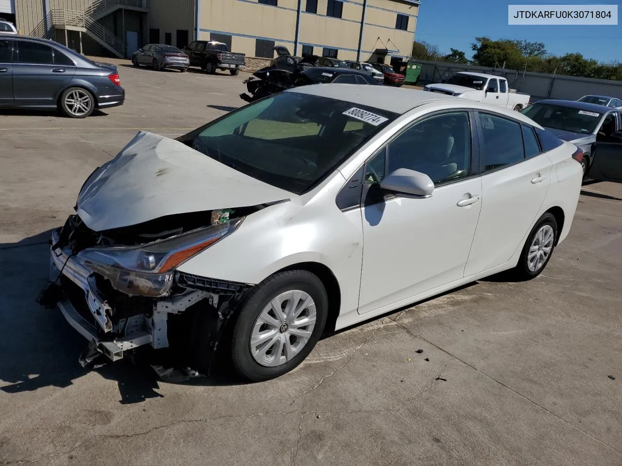 2019 Toyota Prius VIN: JTDKARFU0K3071804 Lot: 80092774