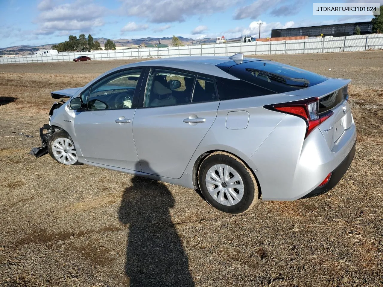 2019 Toyota Prius VIN: JTDKARFU4K3101824 Lot: 80222624