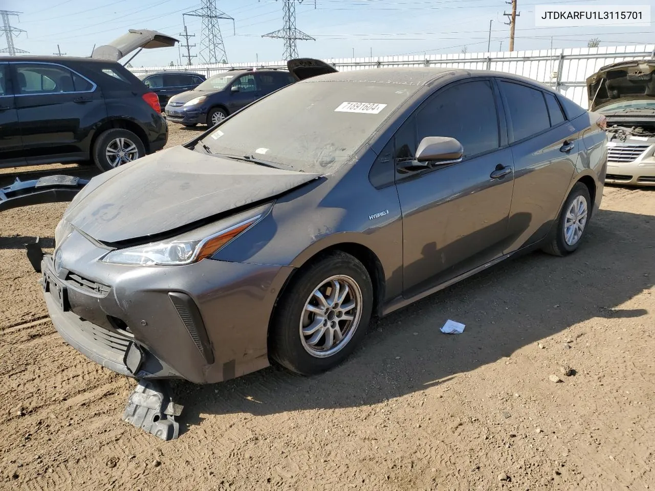 2020 Toyota Prius L VIN: JTDKARFU1L3115701 Lot: 71891604