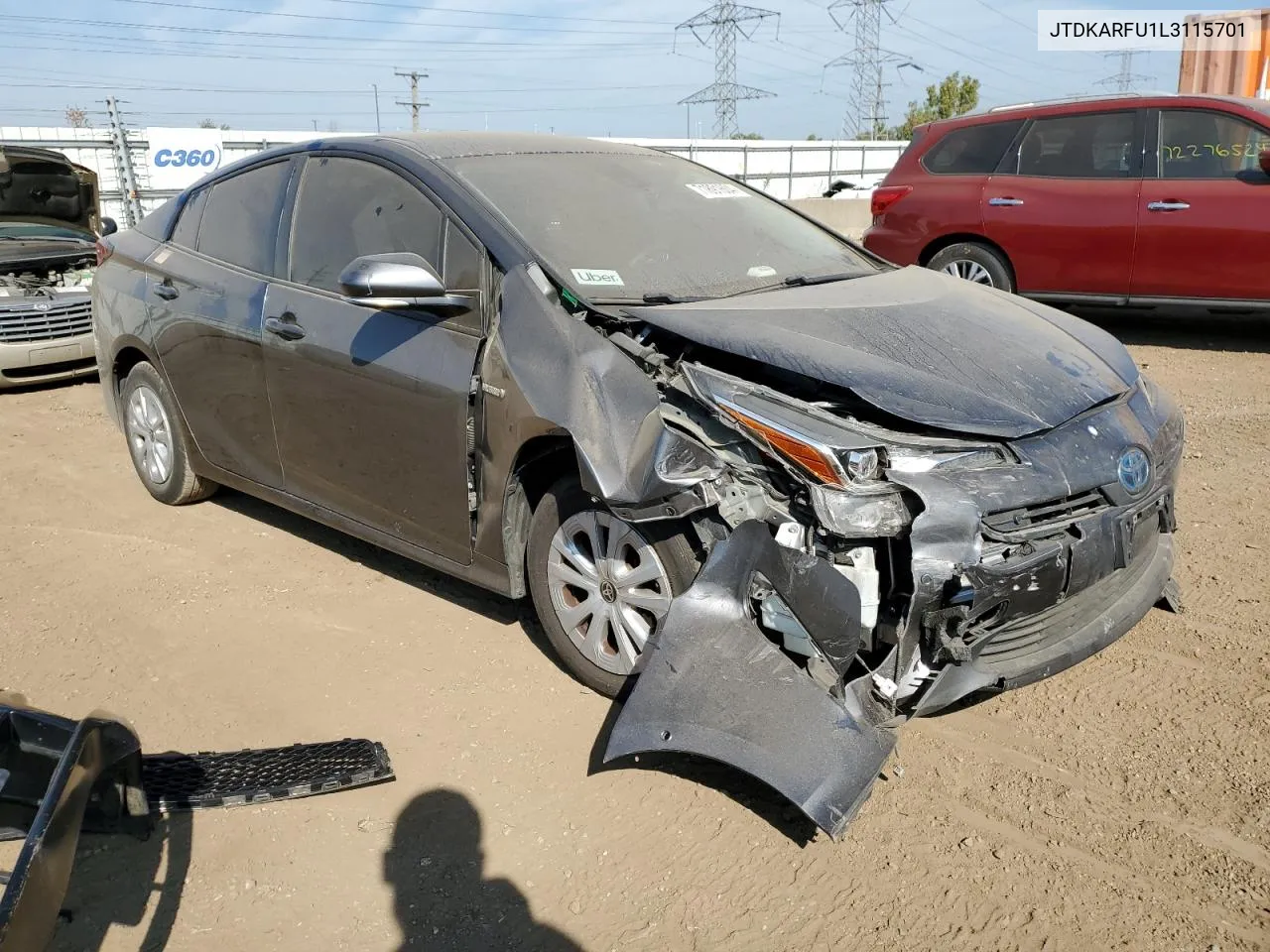 2020 Toyota Prius L VIN: JTDKARFU1L3115701 Lot: 71891604