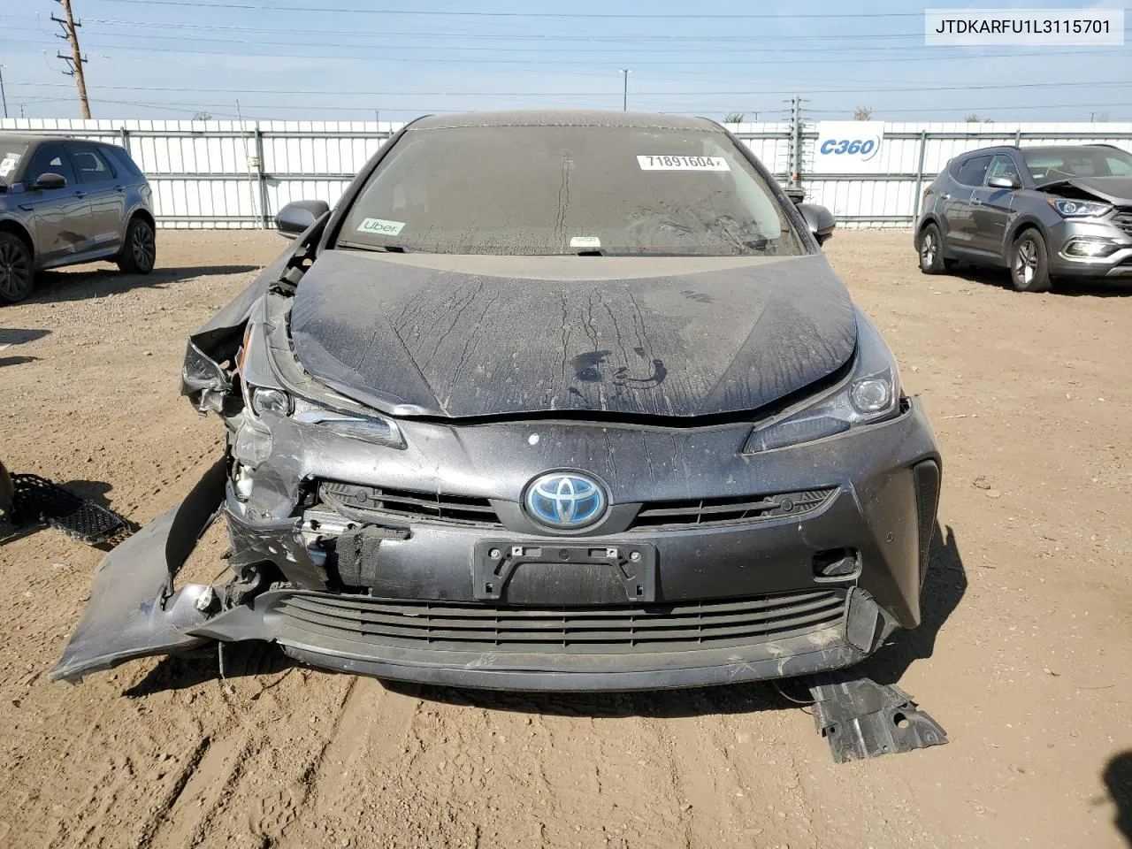 2020 Toyota Prius L VIN: JTDKARFU1L3115701 Lot: 71891604