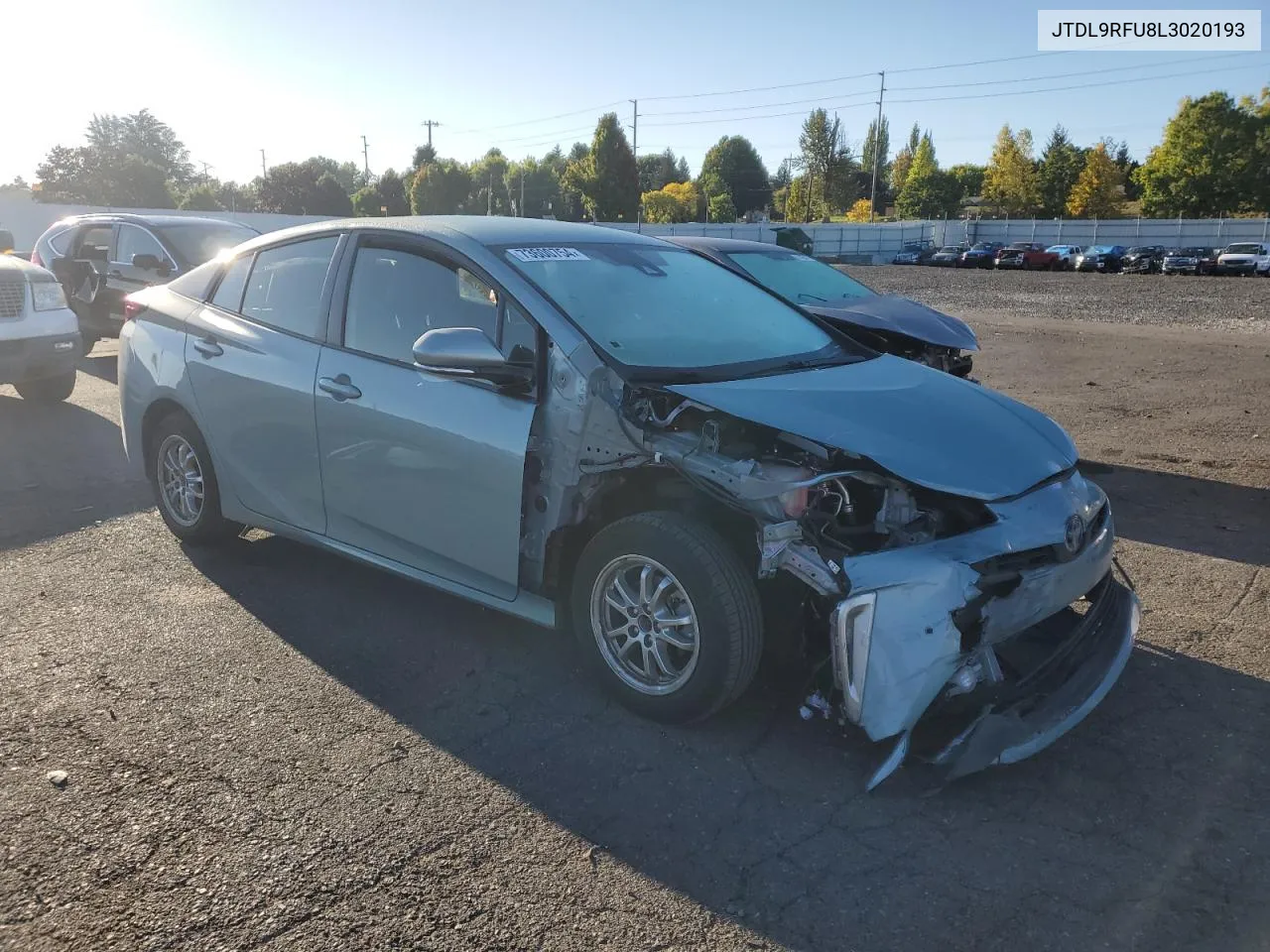 2020 Toyota Prius Le VIN: JTDL9RFU8L3020193 Lot: 73600754