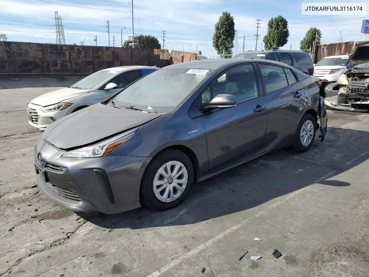 2020 Toyota Prius L VIN: JTDKARFU9L3116174 Lot: 76503624