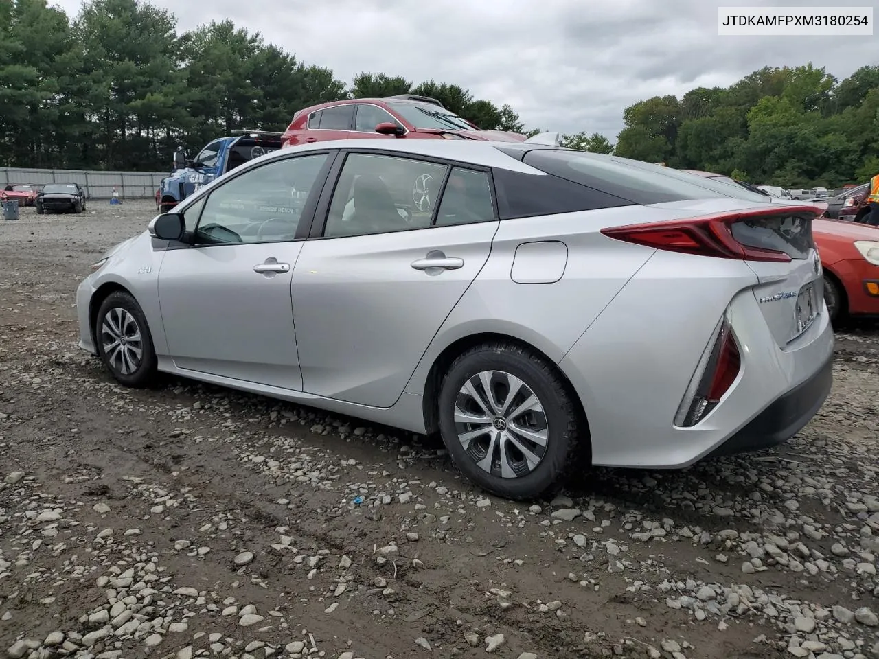 2021 Toyota Prius Prime Le VIN: JTDKAMFPXM3180254 Lot: 69182014