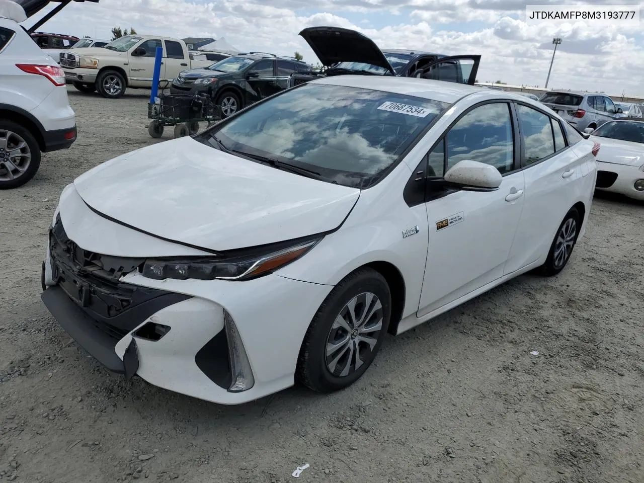 2021 Toyota Prius Prime Le VIN: JTDKAMFP8M3193777 Lot: 70687534