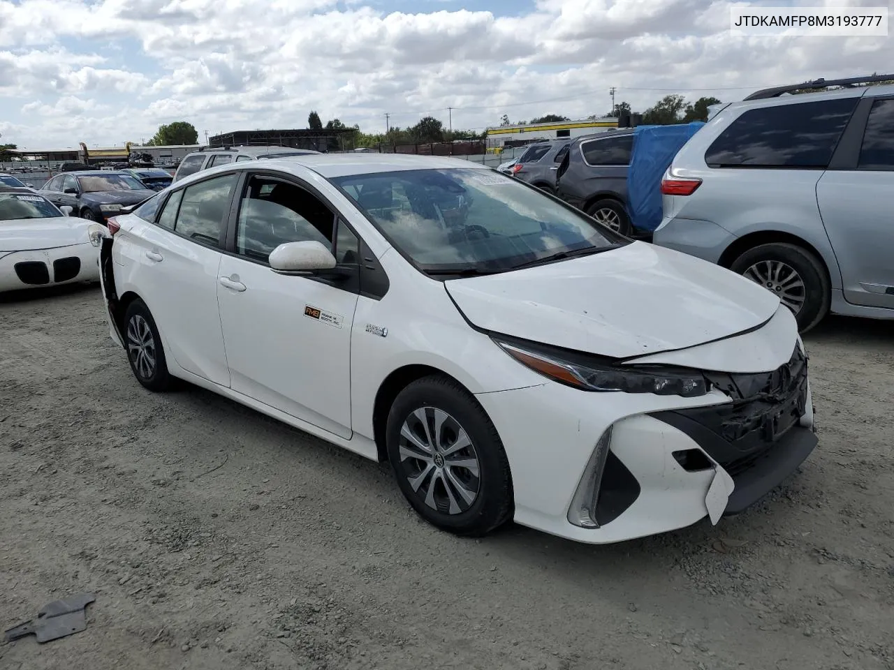 2021 Toyota Prius Prime Le VIN: JTDKAMFP8M3193777 Lot: 70687534