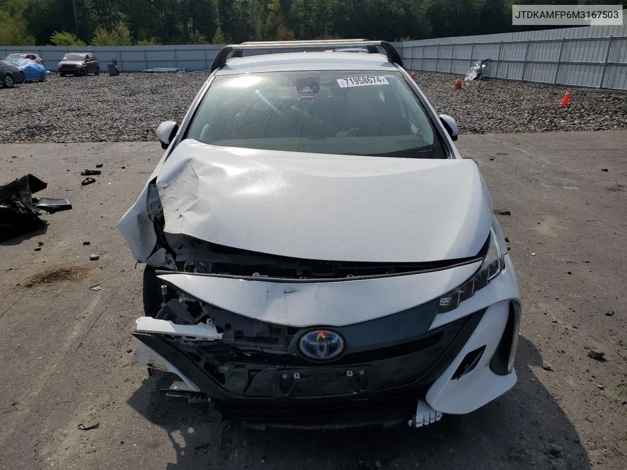 2021 Toyota Prius Prime Le VIN: JTDKAMFP6M3167503 Lot: 71958674