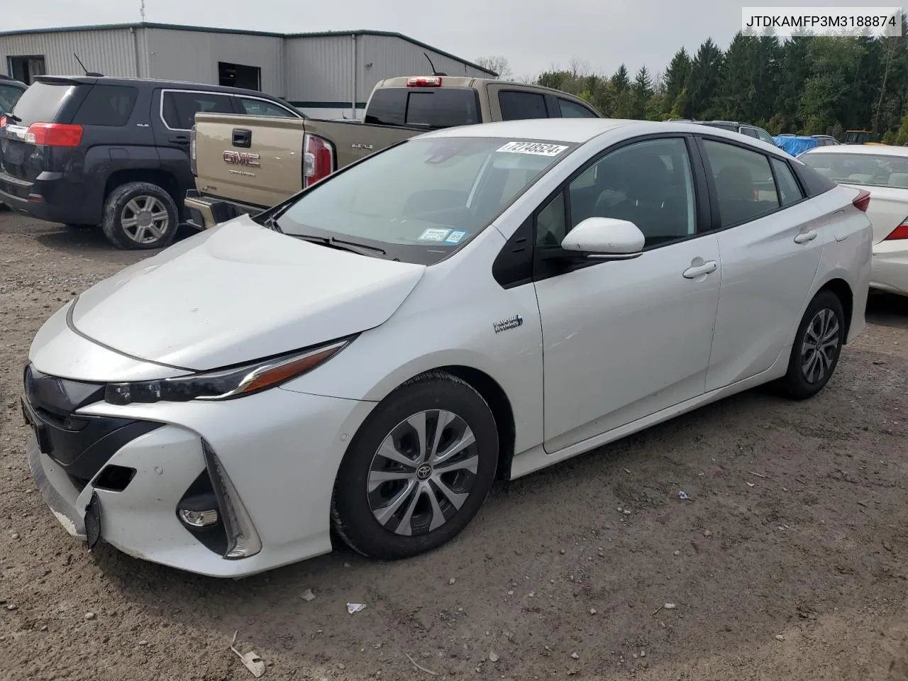 2021 Toyota Prius Prime Le VIN: JTDKAMFP3M3188874 Lot: 72748524