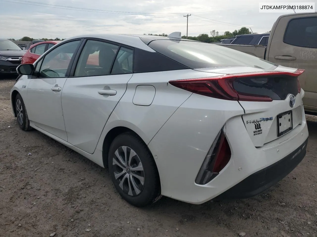 2021 Toyota Prius Prime Le VIN: JTDKAMFP3M3188874 Lot: 72748524