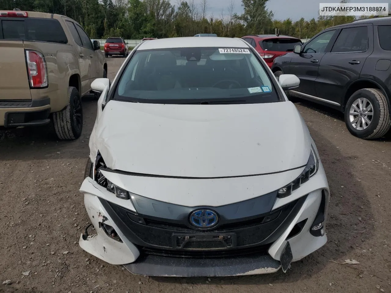 2021 Toyota Prius Prime Le VIN: JTDKAMFP3M3188874 Lot: 72748524