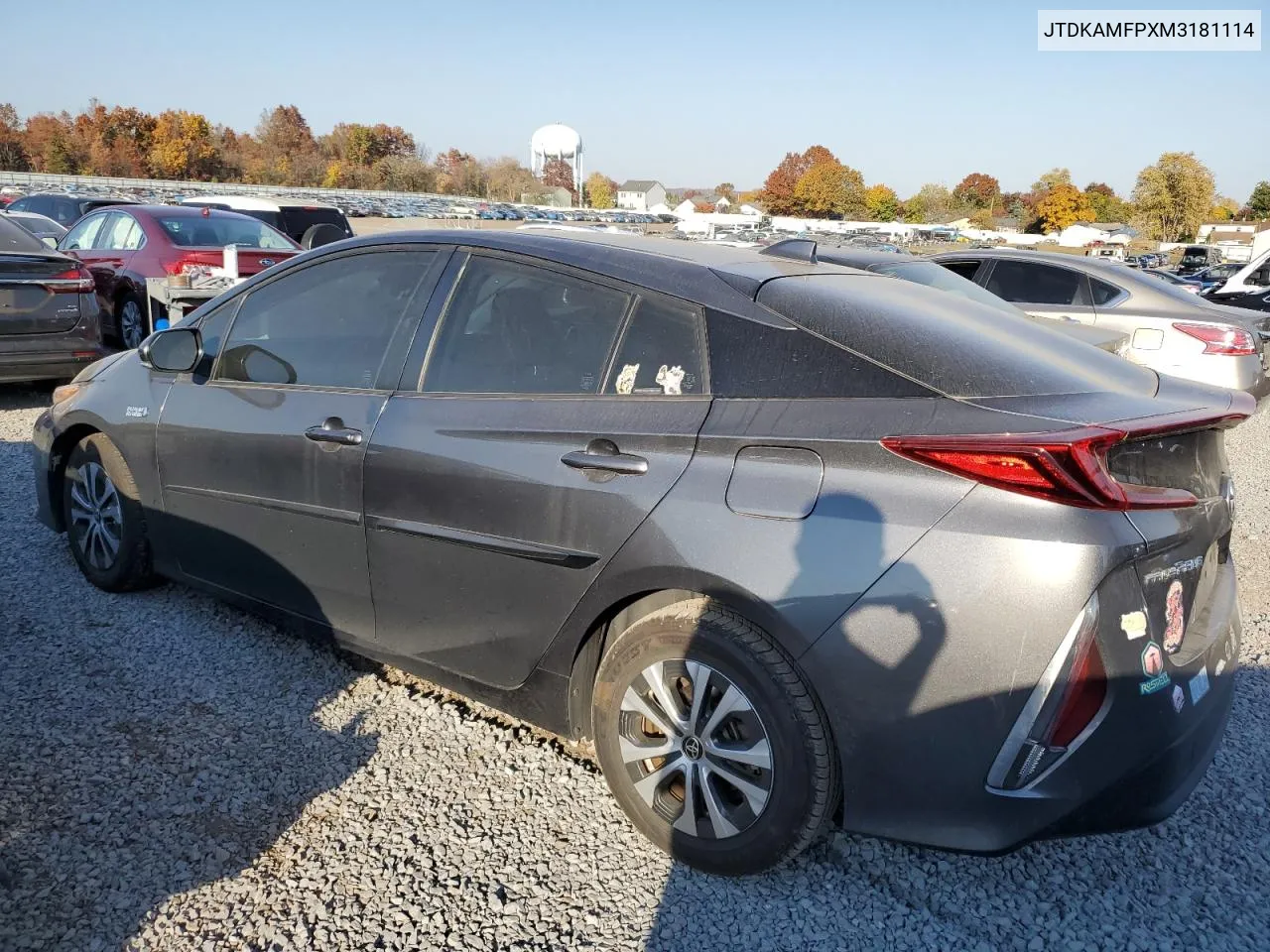 JTDKAMFPXM3181114 2021 Toyota Prius Prime Le