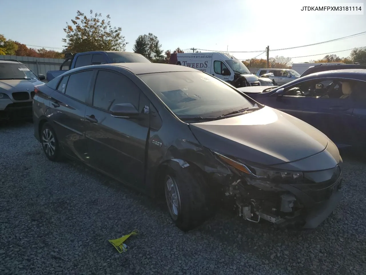 JTDKAMFPXM3181114 2021 Toyota Prius Prime Le