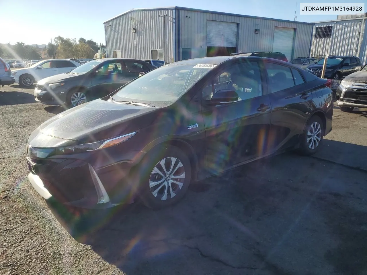 2021 Toyota Prius Prime Le VIN: JTDKAMFP1M3164928 Lot: 74759304