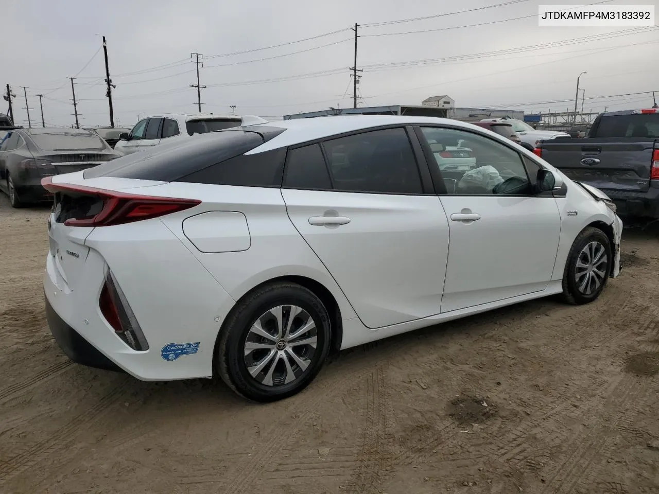 2021 Toyota Prius Prime Le VIN: JTDKAMFP4M3183392 Lot: 74785404