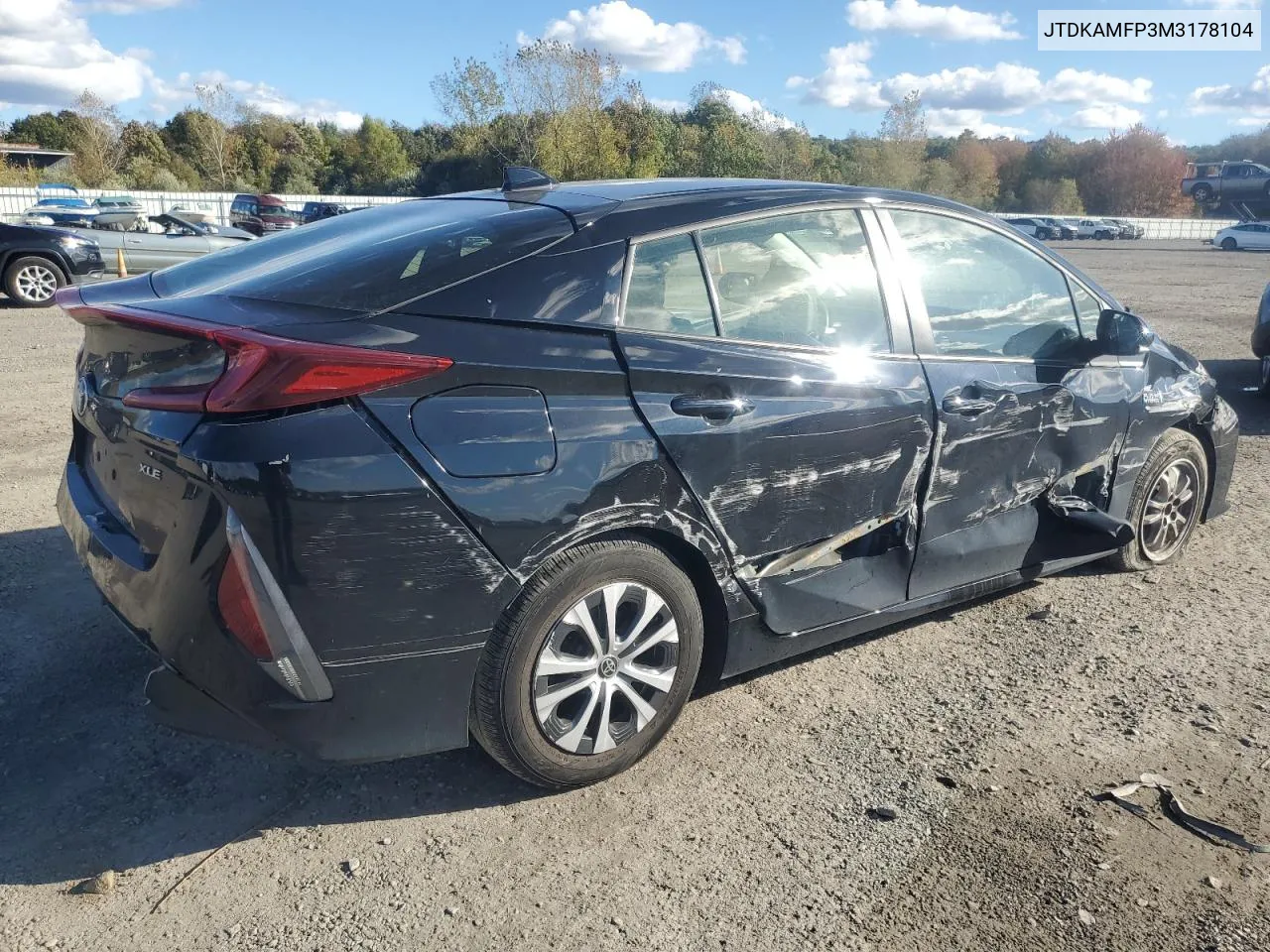 2021 Toyota Prius Prime Le VIN: JTDKAMFP3M3178104 Lot: 76387884