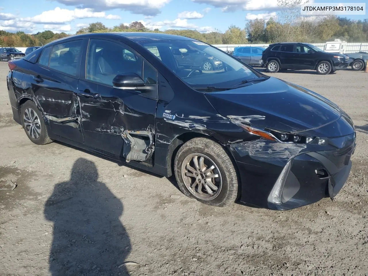 2021 Toyota Prius Prime Le VIN: JTDKAMFP3M3178104 Lot: 76387884