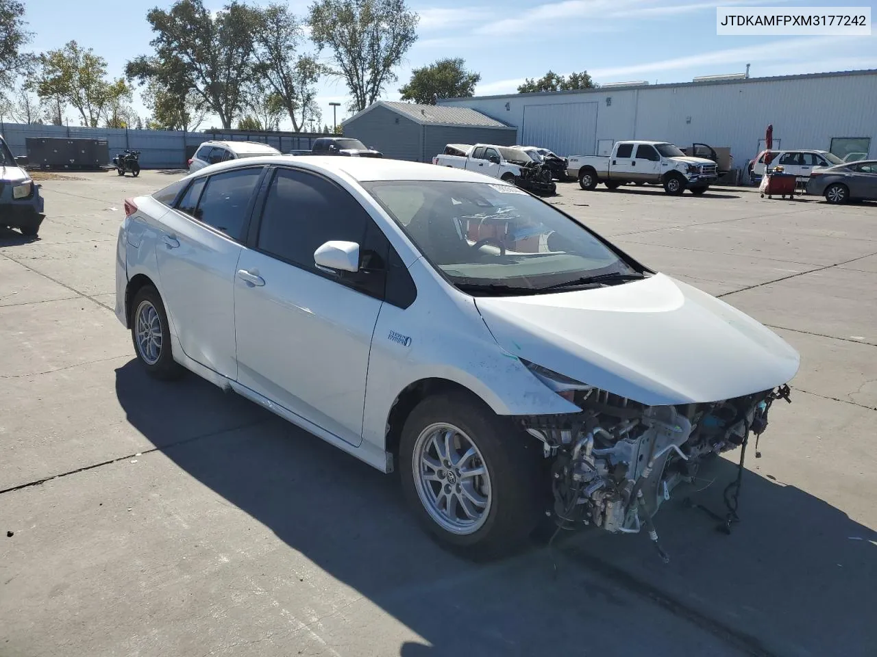 2021 Toyota Prius Prime Le VIN: JTDKAMFPXM3177242 Lot: 76635644