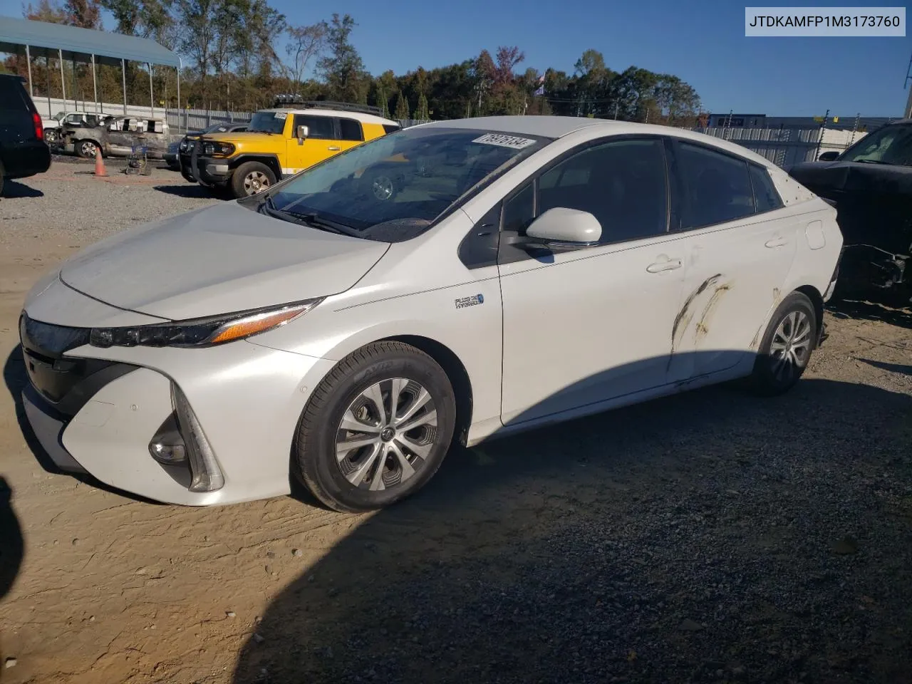 2021 Toyota Prius Prime Le VIN: JTDKAMFP1M3173760 Lot: 76976134