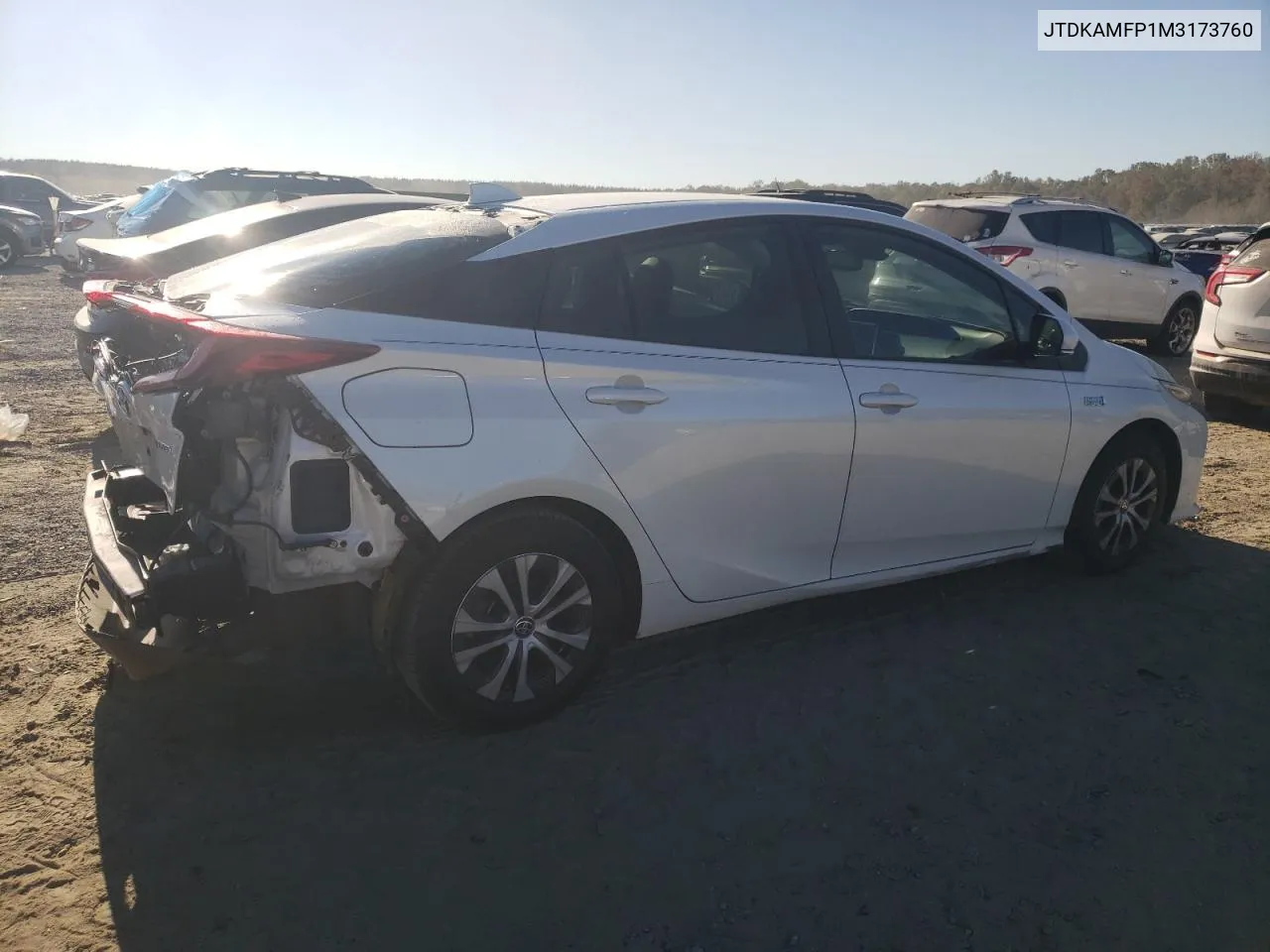 2021 Toyota Prius Prime Le VIN: JTDKAMFP1M3173760 Lot: 76976134