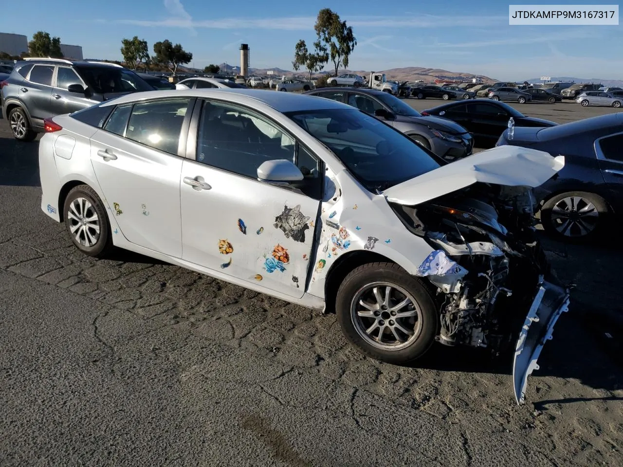 2021 Toyota Prius Prime Le VIN: JTDKAMFP9M3167317 Lot: 77643144