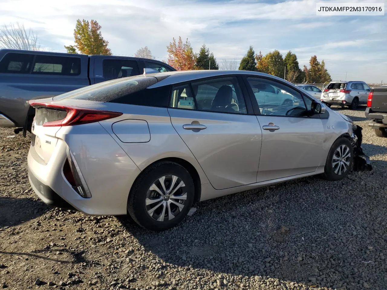 2021 Toyota Prius Prime Le VIN: JTDKAMFP2M3170916 Lot: 78006464