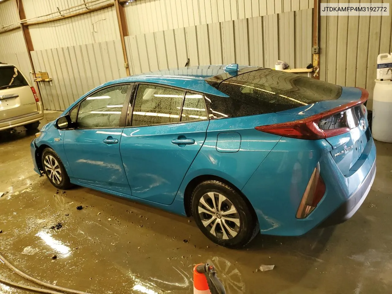 2021 Toyota Prius Prime Le VIN: JTDKAMFP4M3192772 Lot: 78385654