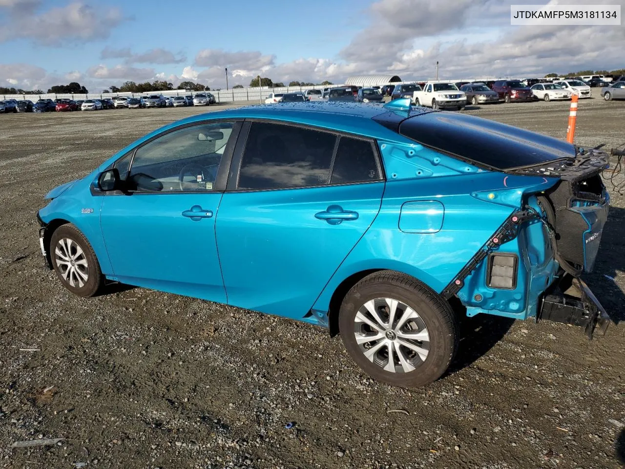 2021 Toyota Prius Prime Le VIN: JTDKAMFP5M3181134 Lot: 79311814