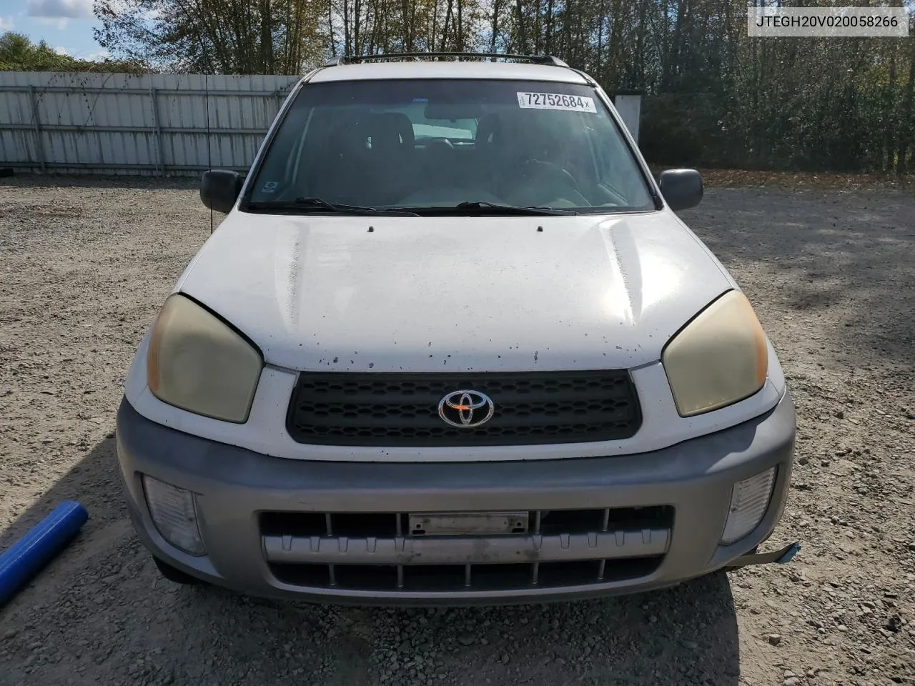 2002 Toyota Rav4 VIN: JTEGH20V020058266 Lot: 72752684