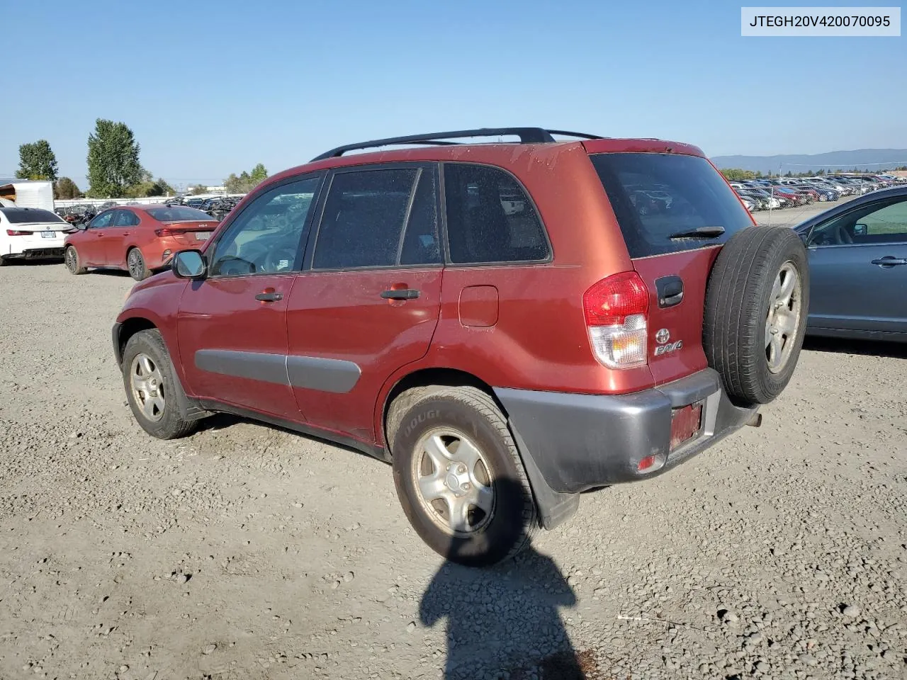 2002 Toyota Rav4 VIN: JTEGH20V420070095 Lot: 74001314