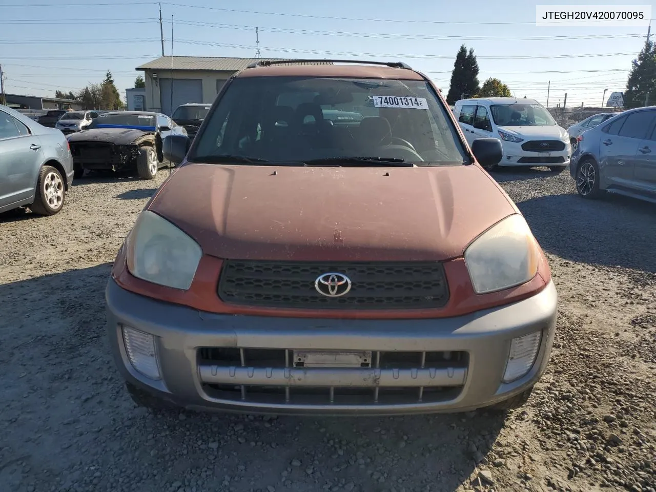 2002 Toyota Rav4 VIN: JTEGH20V420070095 Lot: 74001314