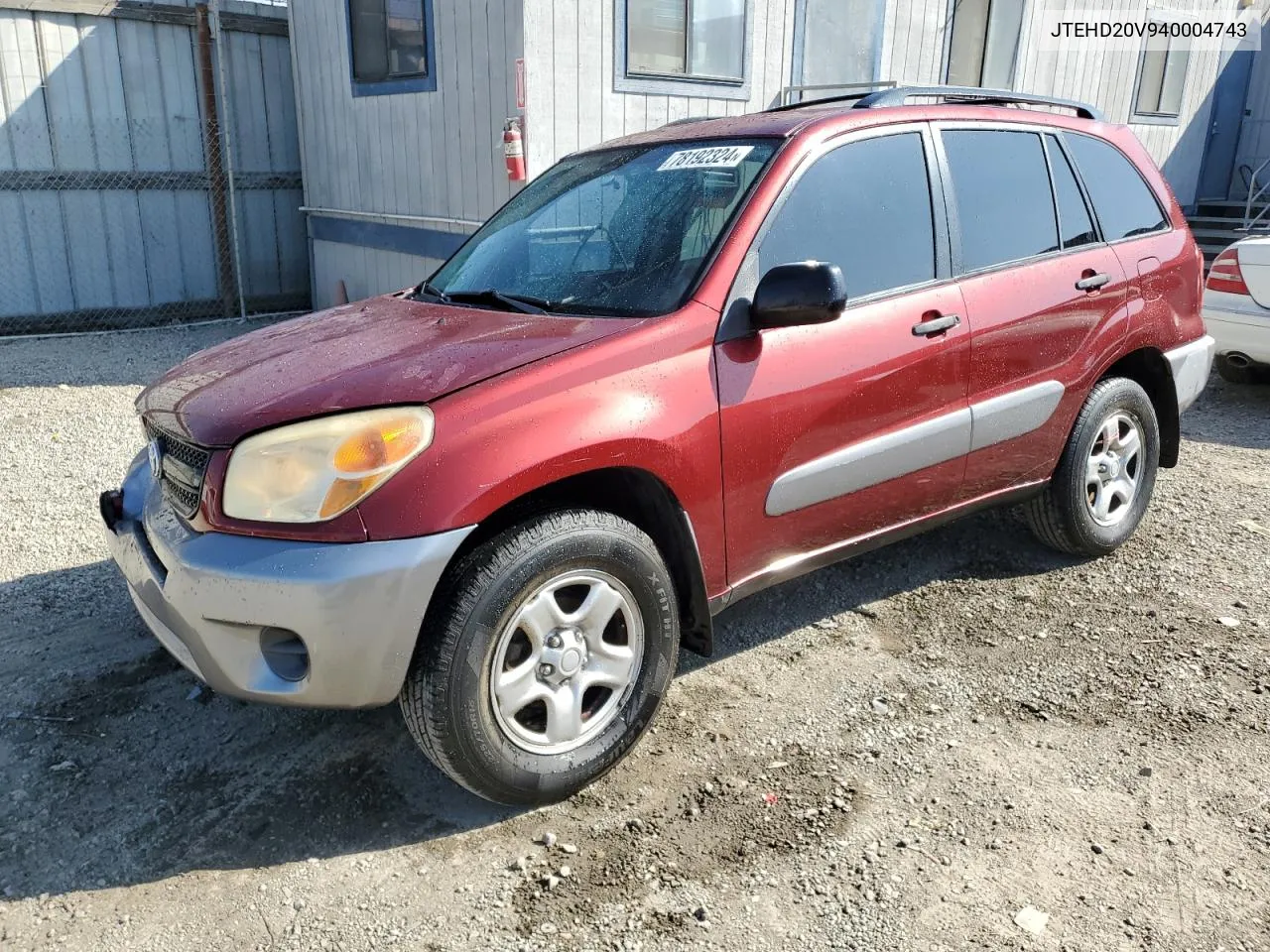 2004 Toyota Rav4 VIN: JTEHD20V940004743 Lot: 78192324