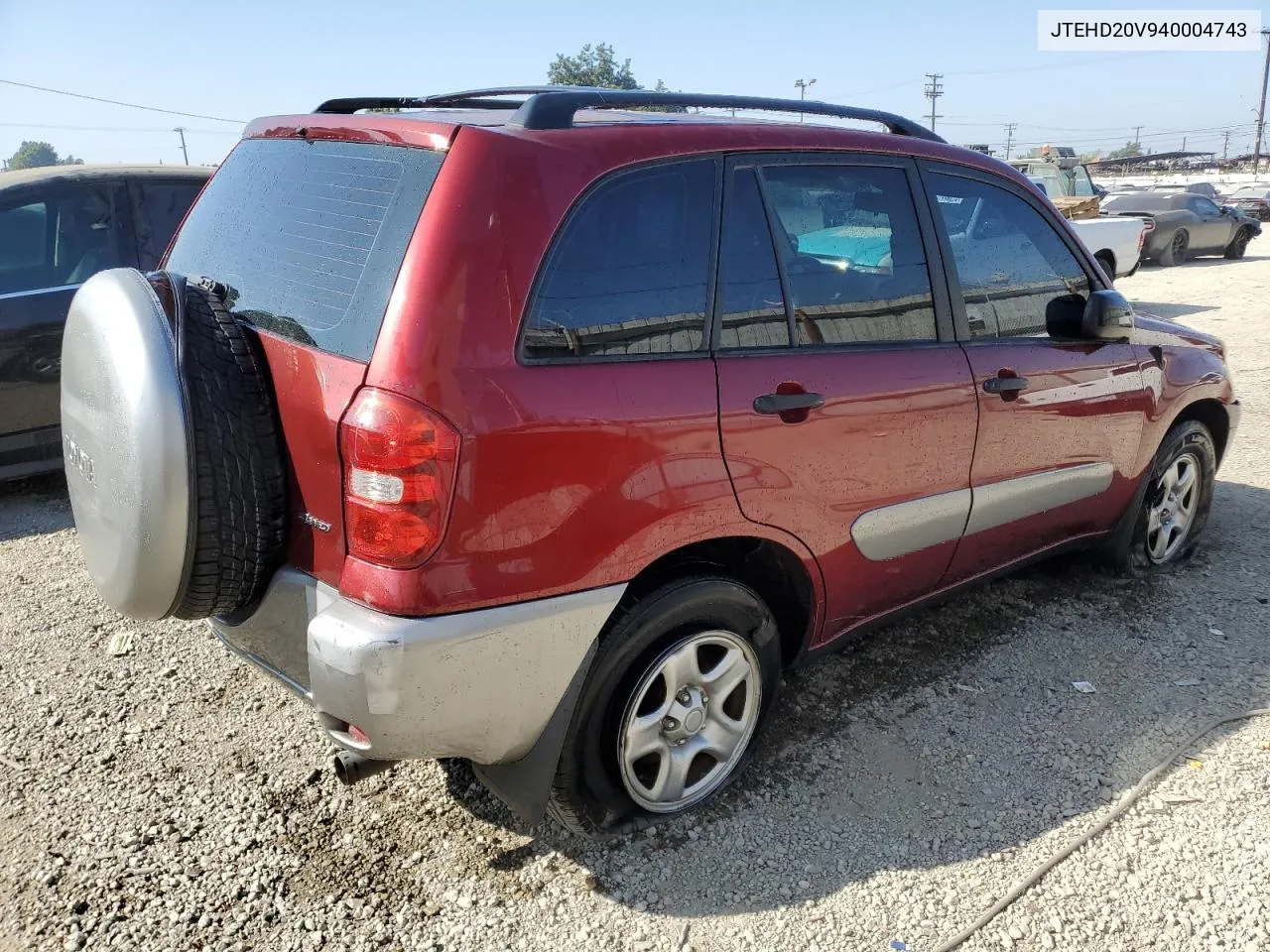 2004 Toyota Rav4 VIN: JTEHD20V940004743 Lot: 78192324