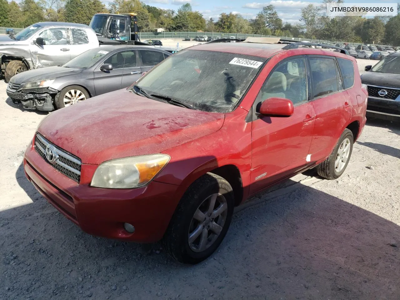 2008 Toyota Rav4 Limited VIN: JTMBD31V986086216 Lot: 76229544