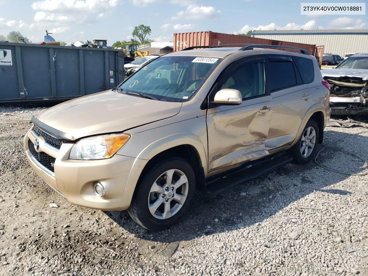 2012 Toyota Rav4 Limited VIN: 2T3YK4DV0CW018881 Lot: 60861054