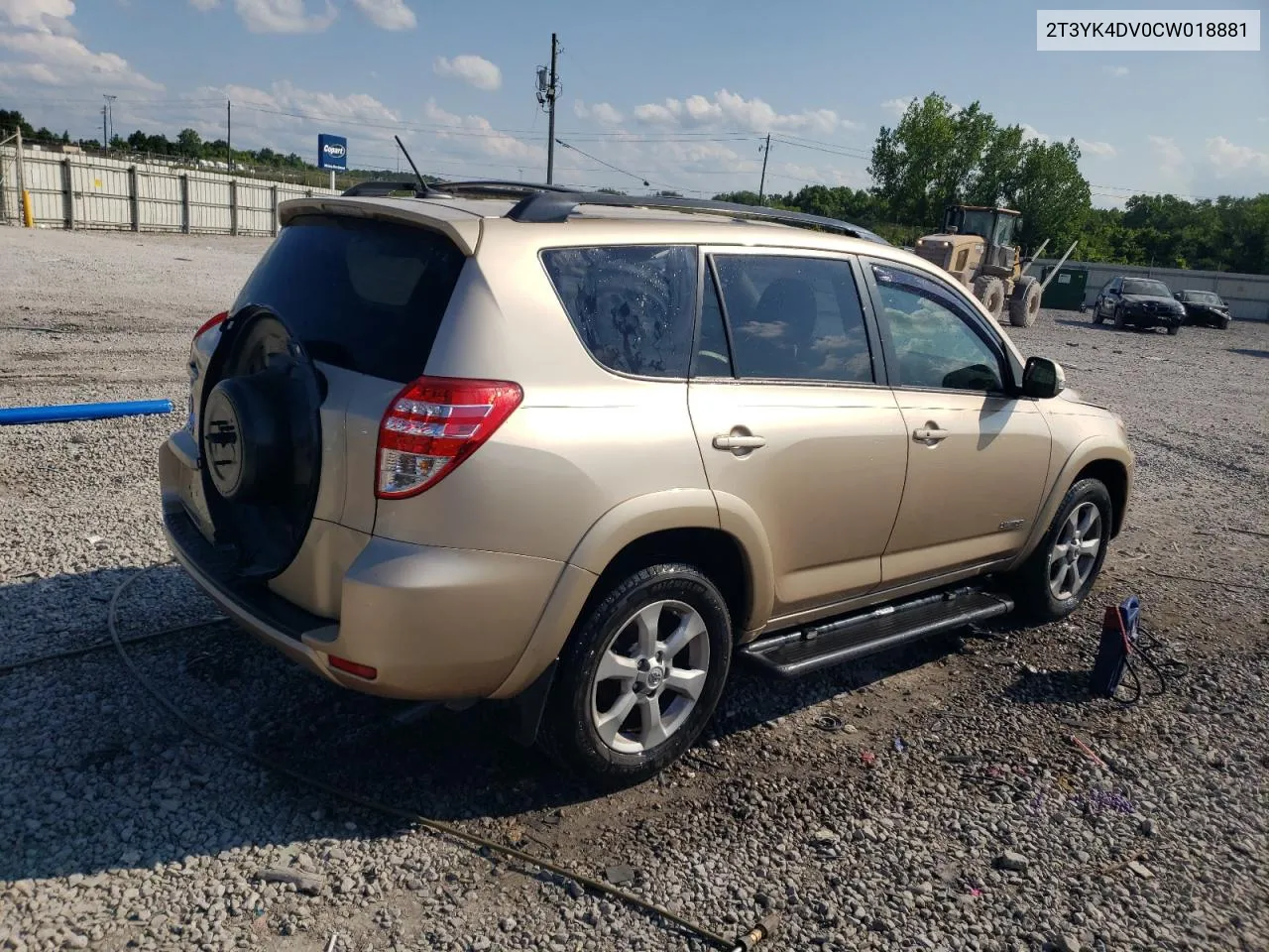 2012 Toyota Rav4 Limited VIN: 2T3YK4DV0CW018881 Lot: 60861054