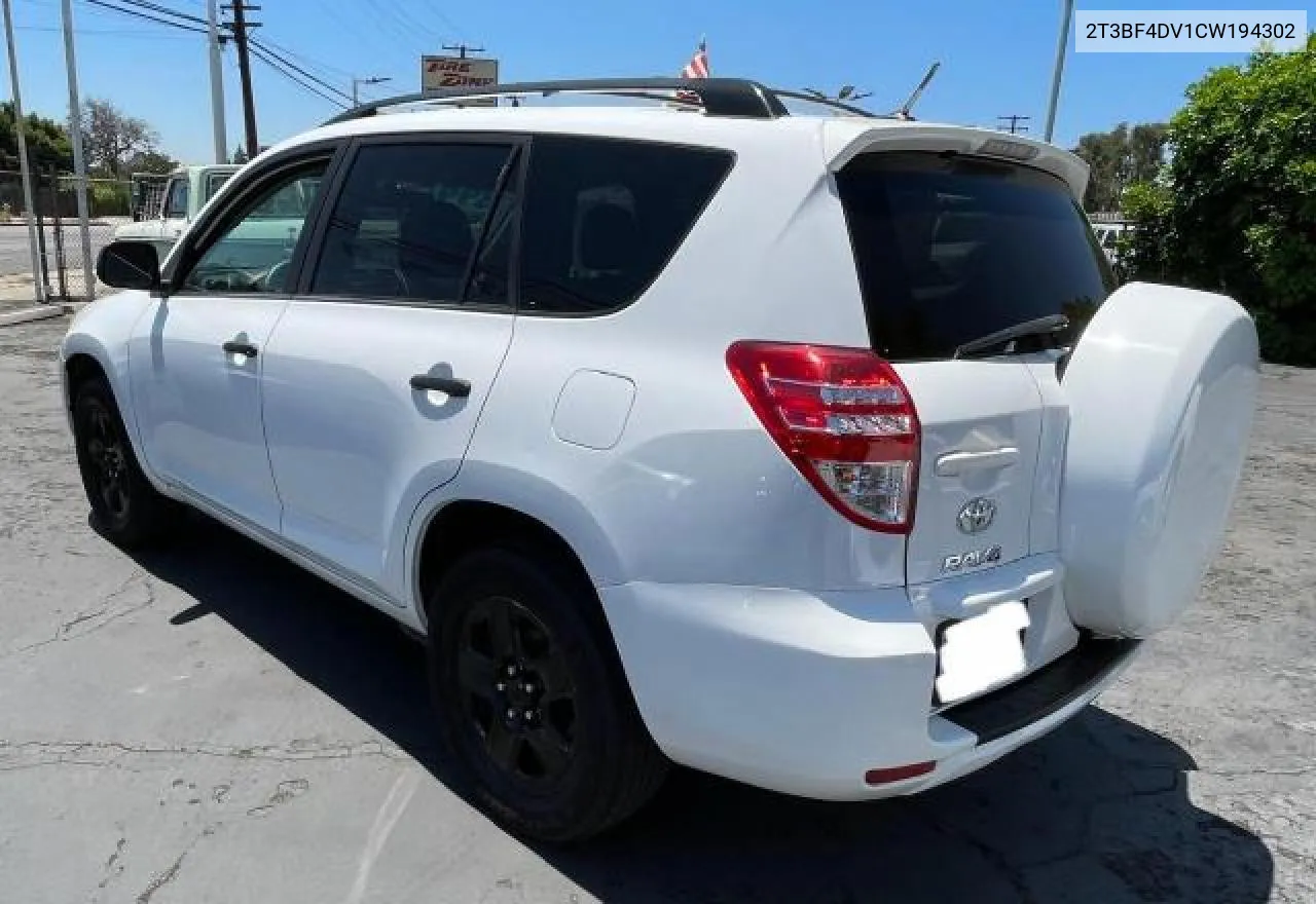 2012 Toyota Rav4 VIN: 2T3BF4DV1CW194302 Lot: 80143454